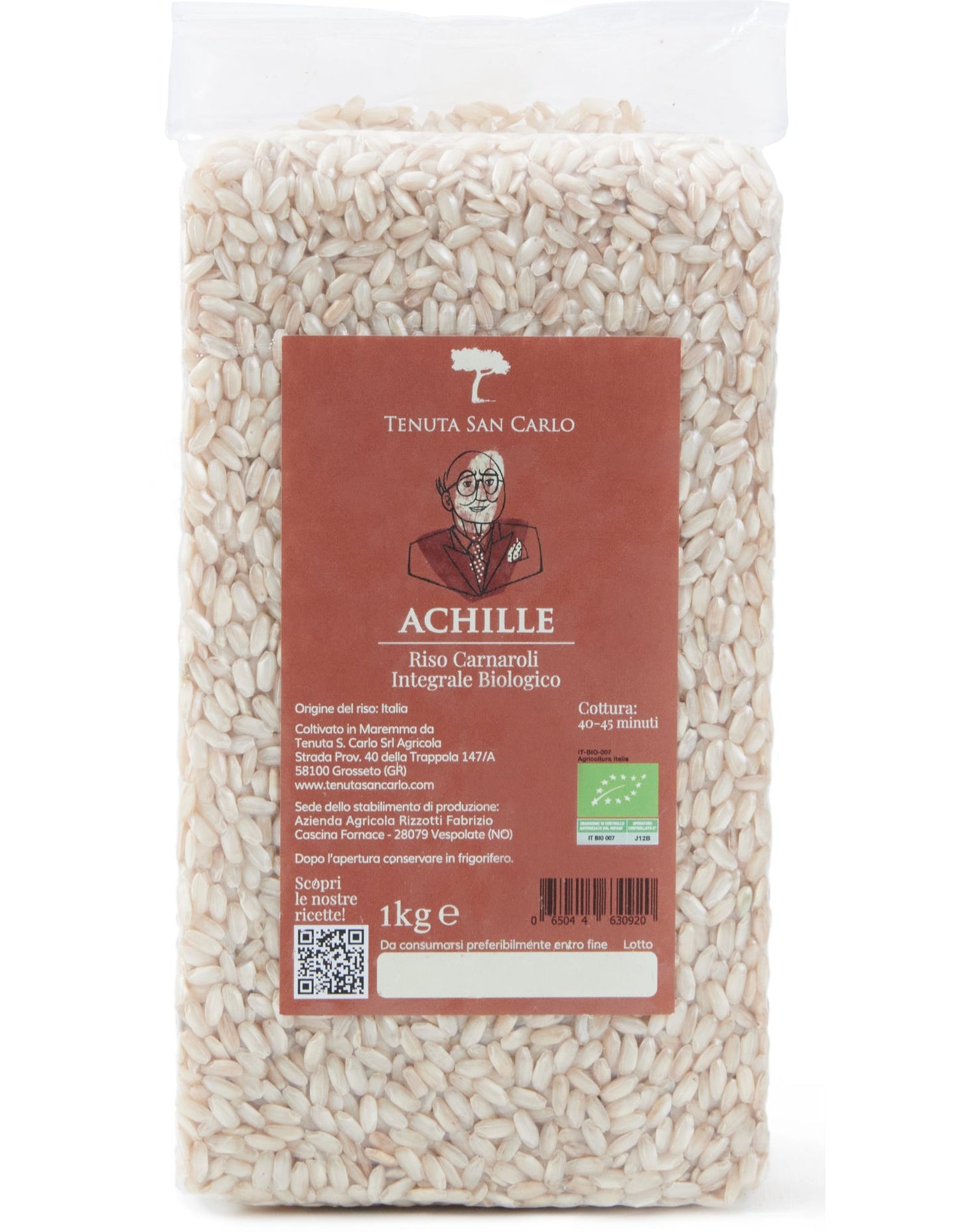 12 pezzi - Achille Riso Carnaroli Integrale Biologico 1 kilo | Tenuta San Carlo