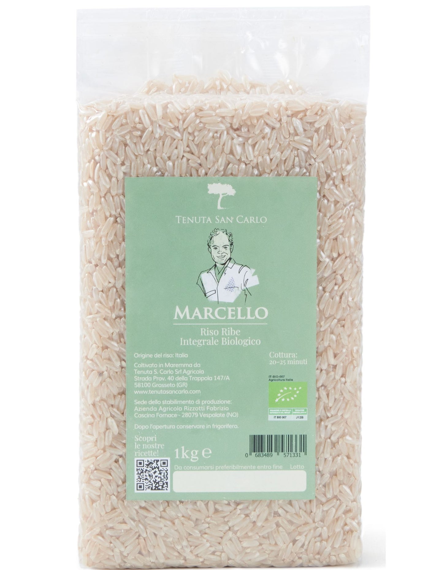 12 pezzi - Marcello Riso Ribe Integrale Biologico 1 kilo | Tenuta San Carlo